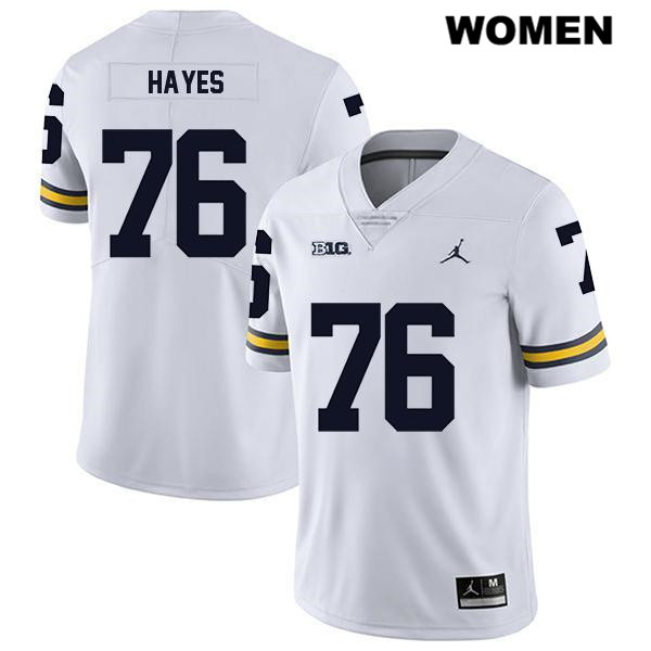 Women's NCAA Michigan Wolverines Ryan Hayes #76 White Jordan Brand Authentic Stitched Legend Football College Jersey JD25W44UB